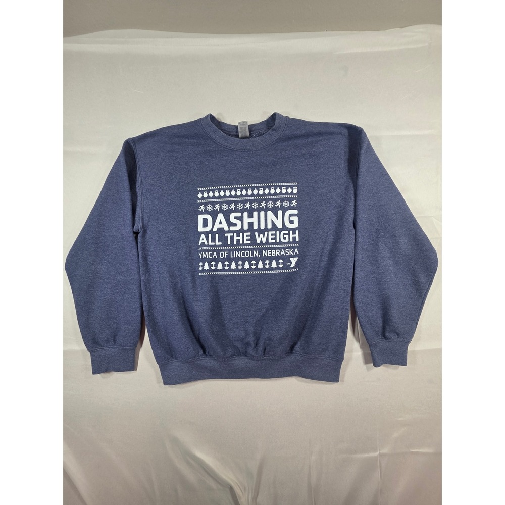 Gildan Heavy Blend YMCA Lincoln Nebraska Dashing All The Weigh Blue Sweatshirt M